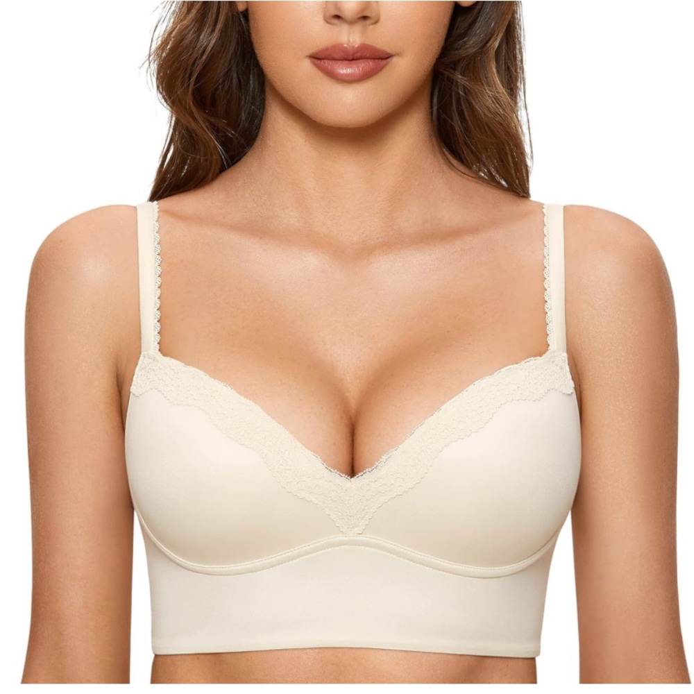 Women's Push Up Bra Wireless Padded No Underwire Bralettes Lace Plunge Bras
